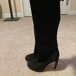 Sam edelman black suede knee high heeled boots size 8